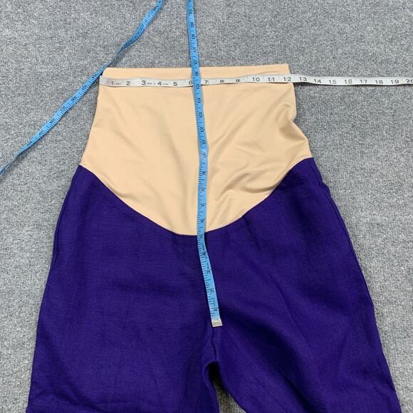Ann Taylor Loft Pants Womens 2 M Violet Linen Maternity Wide Leg Stretch Tummy - Picture 3 of 11